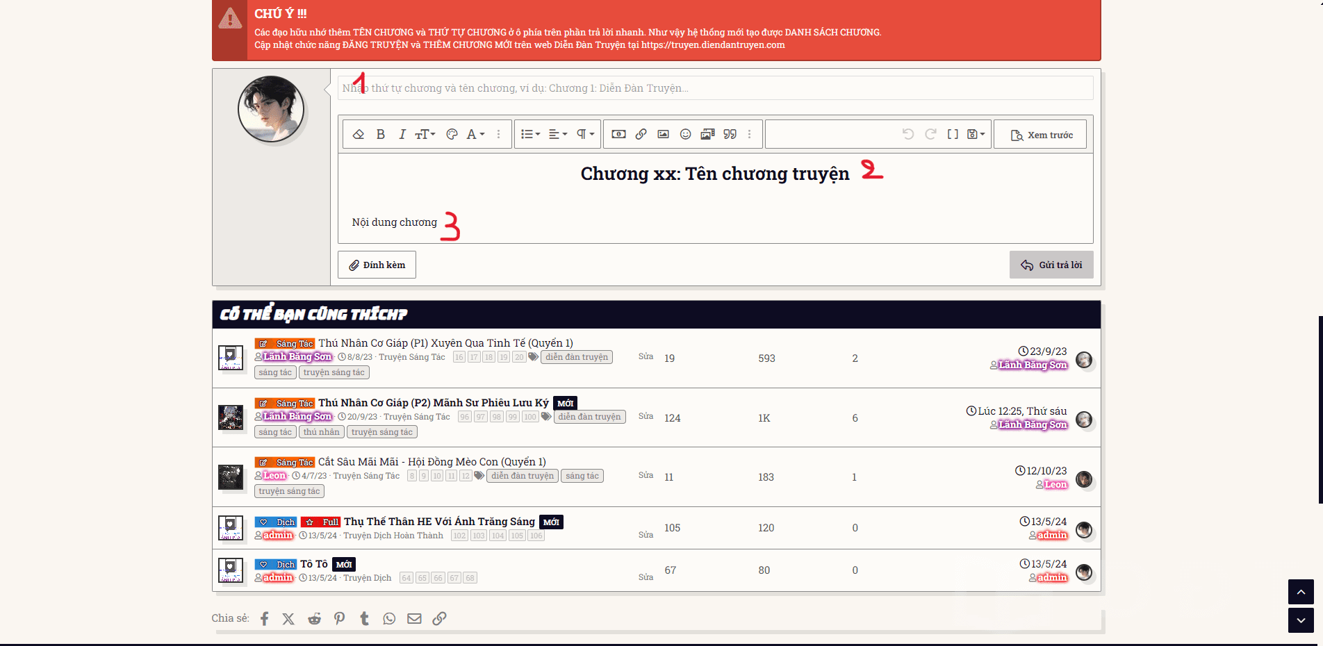 [Diendantruyen.Com] Hướng dẫn thêm truyện mới và chương mới trên Diễn Đàn Truyện